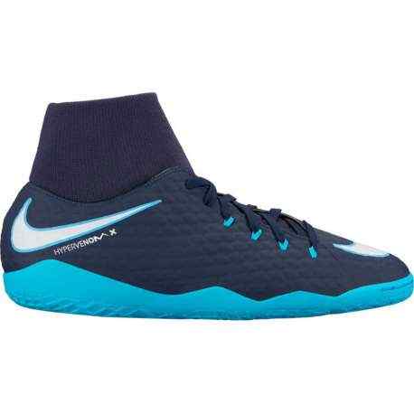 Zapatilla nike hypervenomx phelon 3 df ic marino-celeste calcetin