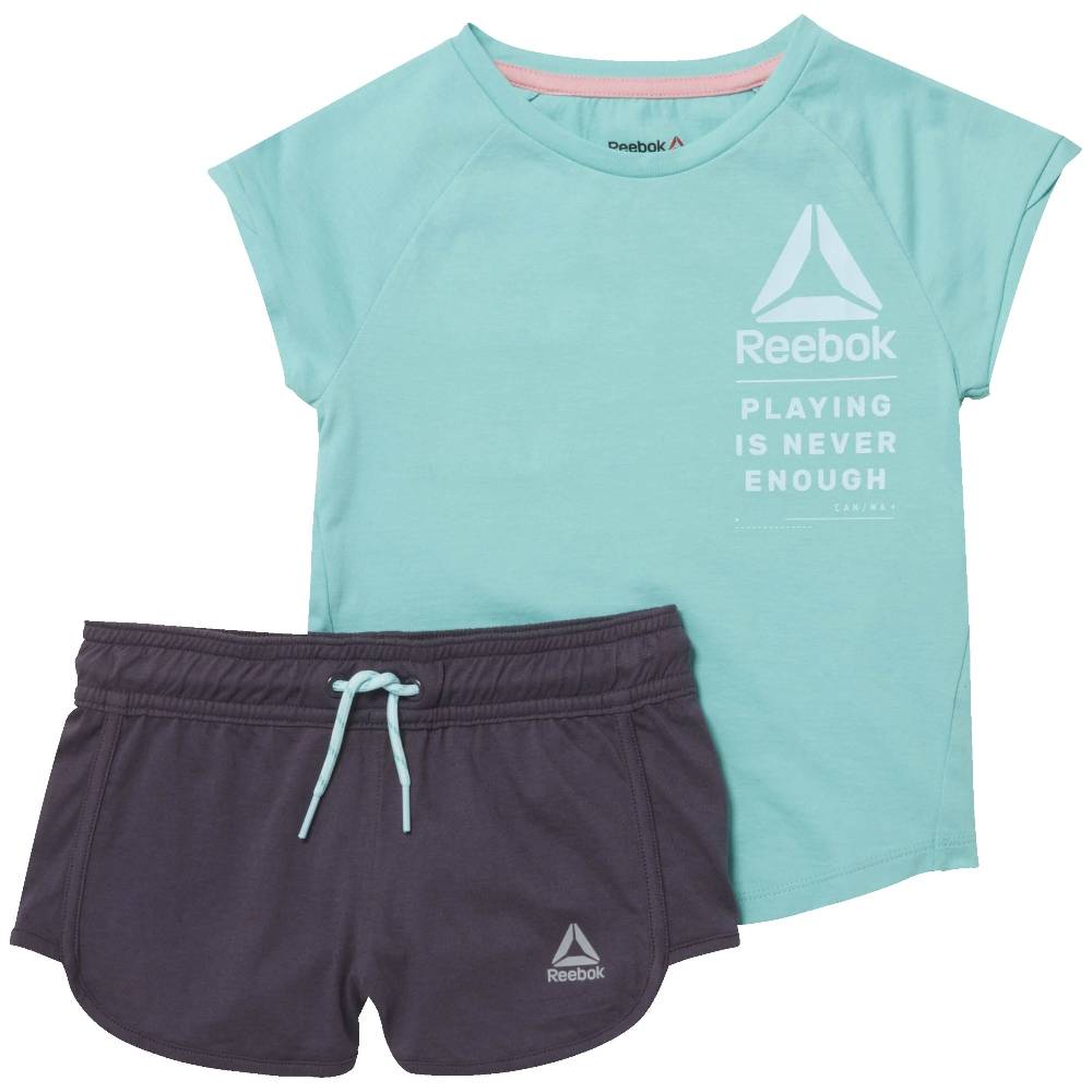 Conjunto reebok es ss cf4260 verde agua junior